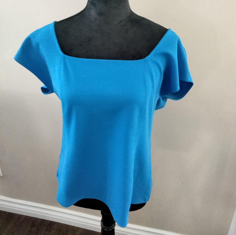 Ann Taylor Square Neck Cap Sleeve Top